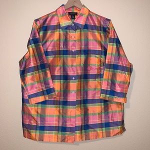 Jones New York 100% silk colorful shirt
